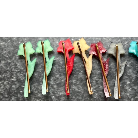 Vintage 1974 Lot Of 12 Lotus Flower Brooch/Bobbie Pin Buch + Deichmann Denmark - Picture 4 of 10